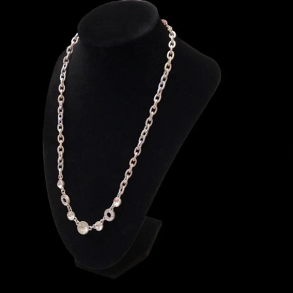 Jones New York Costume Silver Necklace with Crystal Gems - Picture 6 of 7